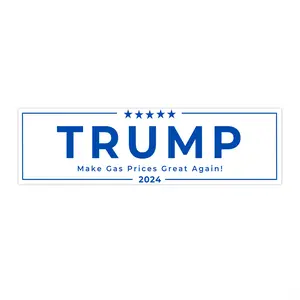 Trump, Make Gas Prices Great Again, Bumper Sticker, Rectangle, White w Blue