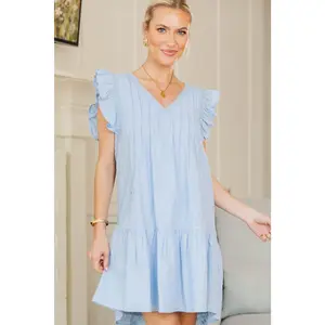 NURSING COLLECTION: Tell Your Story Light Blue Textured Dress