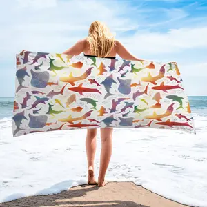 Whale Shark Print Beach Towel, Quick Dry Microfiber Oversized Bath Towel, Super Soft Sand Free Swim Towel for Swimming, Beach, Pool, Camping, Travel, Yoga, Gift for Women Men