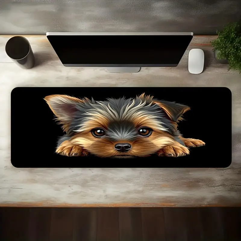 1Pc Large Gaming Mouse Pad With Yorkshire Terrier Dog Design- Non-Slip Rubber Base, Washable Surface, Realistic Yorkshire Terrier Dog Print, Mouse Pads For Desk, Durable Material, Stylish Desk Accessory, Office Decor, Home Office Setup- Perfect Gi