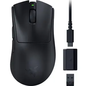 Razer DeathAdder V3 HyperSpeed Wireless Gaming Mouse: 55g Lightweight - USB C Charging - Up to 100 Hr Battery - Advanced 26K Optical Sensor - Gen-3 Optical Switches - 8 Programmable Controls - Black