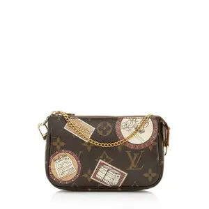 Pre-owned Louis Vuitton Leather Clutches & Wristlets Limited Edition Monogram Canvas Patches Mini Pochette Accessoires