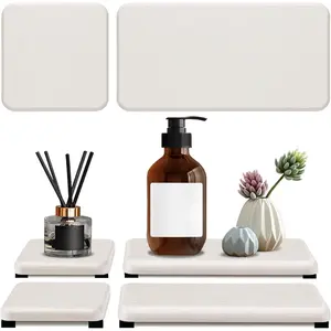 4 count Water Absorbing Stone Tray, Quick Drying Diatomite Stone Sink Tray, Water Absorbent Stone Coasters for Bathroom Counter, Kitchen Soap Dish Holders  Holders in Modern