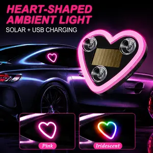 DIYCOM Solar-Powered Heart Neon Light, Multi-Mode Cars Accessory for Car Decorating, Cars Accessories summerwins