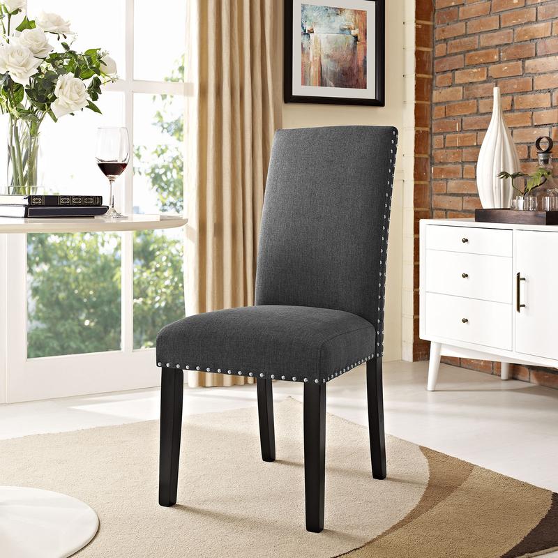 Modway Parcel Dining Upholstered Fabric Side Chair in Gray