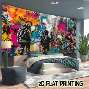 2D flat banner 1pc party Festival banner Urban graffiti Theme scene-Multi functional decoration suitable for festivals, courtyards, studios, homes, and garden celebrations - the perfect holiday gift