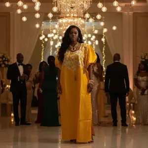 Ada Micado Boubou Dress Bubu Kaftan - Elegant Long Dress with Floral Pattern for Special Occasions