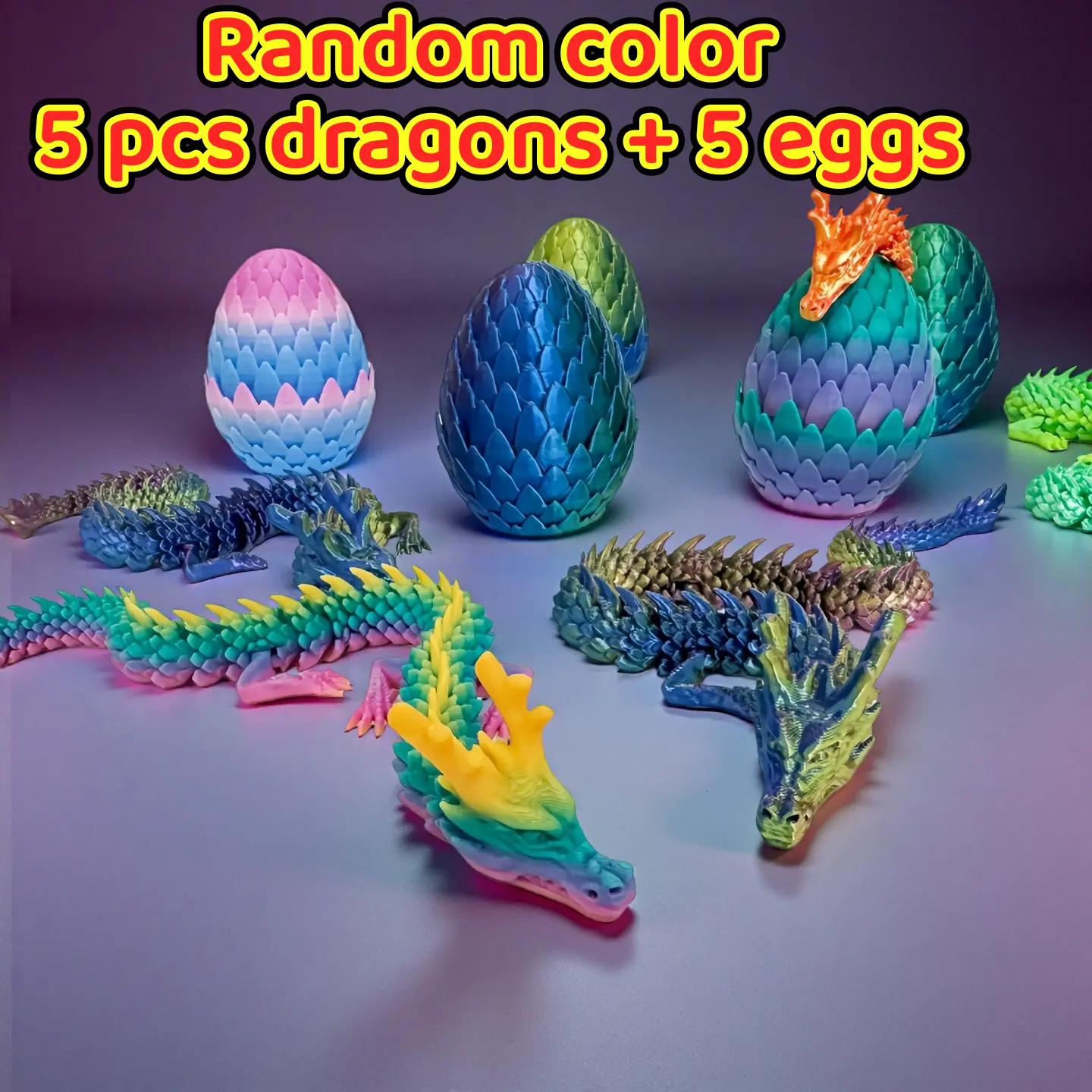 10 Piece Set 3D Printed Dragon & Egg Sculpture - Perfect for Christmas, Halloween, Easter, Thann, Holiday Gift Ideas, Festival Gifts | Vibrant Desktop Decor | Plastic Sculpture, Statue Ornament, Christmas Gift Cute Collectible Figurines Tropical Design