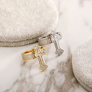 wedding ring  cross ring trendy men's ring hip-hop style advanced temperament couple ring for women and men