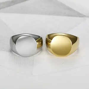 European and American minimalist style plain polished circular minimalist stainless steel ring