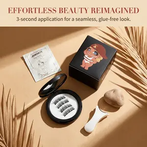 No Glue Magnetic Lashes Set - Waterproof, Hypoallergenic, Reusable, Natural Volume, 2026 TikTok Viral Trending, Easy Daily Glam, Buy 1 Get Random Free Foundation Stick, With Tweezer Tool & Makeup Brush Travel Storage, Perfect Gift