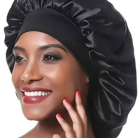 Solid Color Satin Sleep Bonnet, Bonnets For Sleeping, Wide Band Sleeping Cap, Soft Comfortable Night Cap for Women & Girls, Hair Bonnet, Hair Care Cap