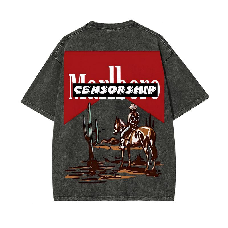 [Made in the USA] Retro Western Cowboy Cigarette Tee – 100% Cotton Unisex Vintage Streetwear T-Shirt