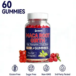 Onledy 9-in-1 Gummies Maca Root 400mg Ashwagandha 500mg Magnesium forEnergy&Endurance Support,Non-GMO Vegan Sugar-Free Gluten-Free,Daily Supplement,Raspberry Flavor