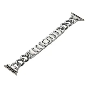 Chic Tweed Metal Premium Watch Strap for Apple Watch Series 9 8 7 6 5 4 3 2 1 SE Ultra 38mm 40mm 41mm 42mm 44mm 45mm 49mm Wearable Black