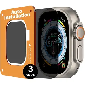 3 Pack Screen Protector Compatible with  Watch Ultra 3 (2025)/ Ultra 2/Ultra 49mm and Auto Installation Frame, Anti-Scratch  Screen Protector, Bubble Free,