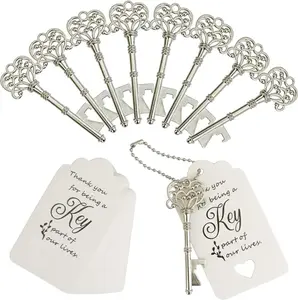 50Set Key Bottle Opener Bulk ,Wedding Favors for Guest Vintage Skeleton Key Bottle Opener,Wedding Gifts Key Bottle Openers with Thank YouTag Cards and Key Chains (Silver) - Home Improvement.