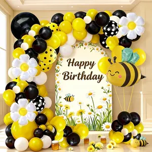 103-Piece Bee Theme Birthday Balloon Arch Set, Daisy & Polka Dot Latex Balloons, Spring Party Decorations, Balloon Decorations Kit
