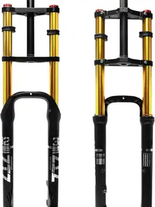ZTZ 20/26 inch 4.0 Fat Tire Bike Air Suspension Fork - 180mm Travel, 135mm Hub Spacing, QR 9mm, Double Crown Shock Absorber Fork for MTB Fat Snow Beach E-Bike