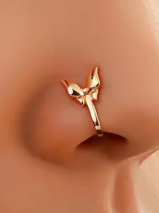 Fashionable Fake Nose Ring, Butterfly Design U-shaped Clip on Faux Nose Piercings, Non Piercing Jewelry for Women & Men