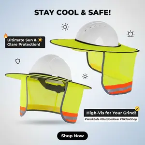 Hard Hat Sunshield - Upgrade Full Brim Neck Sunshade Cover with Reflective Strip for Hardhats
