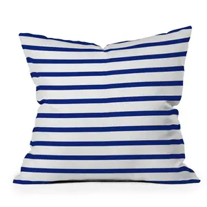 16"x16" Holli Zollinger Nautical Striped Square Throw Pillow Blue - Deny Designs: Coastal Indoor Décor, Hidden Zipper