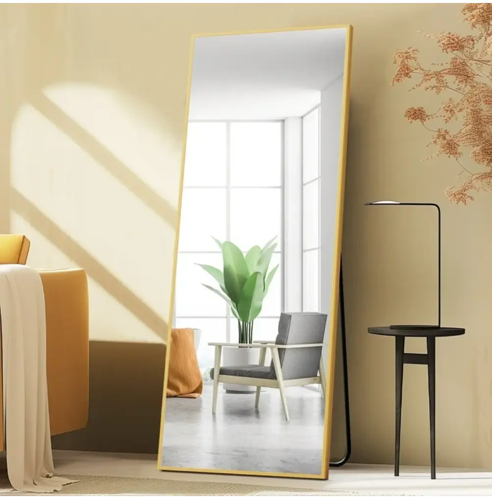 64"x21" Rectangle Full Length Mirror, Full Body Standing Mirror Floor Mirror, Gold