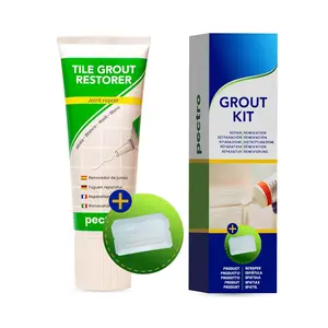 Tile Grout Repair Paste, White, 14.1 oz (400 g) Squeeze Tube with Adjustable Spatula -  Drying, Odorless Filler for Grout Lines, Cracks & Gaps (Bathroom, Kitchen, Floor Tile) (KIT X 1)