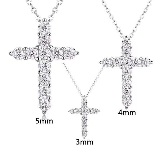 S925 Sterling Silver Moissanite Cross Pendant, High-End Clavicle Chain, Fashionable Ａnd Light Luxury Style Necklace