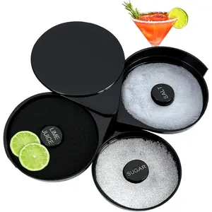 1 Pack 3-Tier Margarita Salt Rimmer Set Professional Bar Glass Rimmer for Margarita & Cocktail Bartender Tool with Separate Salt Sugar & Lime Juice Trays Compact Easy to Clean