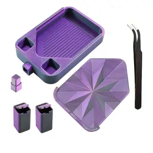 Diamond Painting Tray with Lid and Tweezers, Easy Pour Bead Organizer with 2 Storage Buckets, Adult Diamond Painting Tools Set, Diamond Art Tools