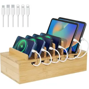 Station for Multiple Devices, Desk Docking Stations Organizer Compatible with  Devices,   Cell Phone Holder Stand (Includes 6 Cables) (NO Power )