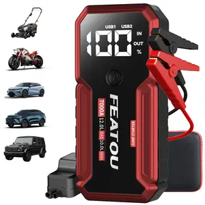 7000A Car Jump Starter with Charging Bank Function and LED Flashlight Function, USB Compatible, Suitable for 12.0L Gas & 10.0L Diesel Vehicles Automotive