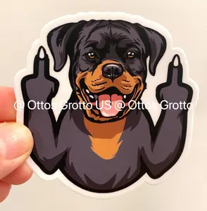 Rottweiler Sticker, Rottweiler Decal, Rottweiler Middle Finger Sticker for Rottie Owners, Funny Rottweiler Gift, Rottweiler Car Decal