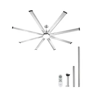 summervibes 84-in Brushed Nickel Low Profile Flush Mount Ceiling Fan with Dimmable Ceiling Lights, 6-Speed Remote, Adjustable Lighting Modes, 3-Color Temp, Reversible DC Motor, Downrod Kit, Modern Home Decor Light for Indoor Lighting in Bedroom, Living Ro
