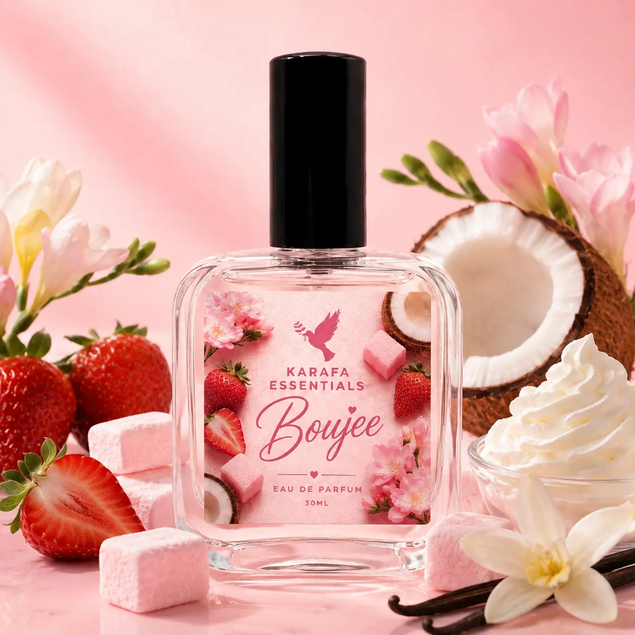 Boujee Eau De Parfum (EDP) Strawberry Freesia Pink Marshmallow Coconut Whipped Vanilla Pink Musk by Karafa Essentials