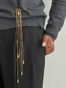 Silver Color Fringe Pin Brooch Necklace, Punk Gothic Style, Versatile Accessory for Sweater Dress Skirt Tie, Ideal for School Office Shirt Jacket