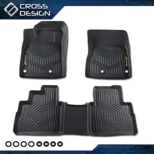 CROSSDESIGN 2 Row  TPE Floor Mat Liner Set Protections All Weather Black 3PCS Fit For 2021-2023 Nissan Rogue