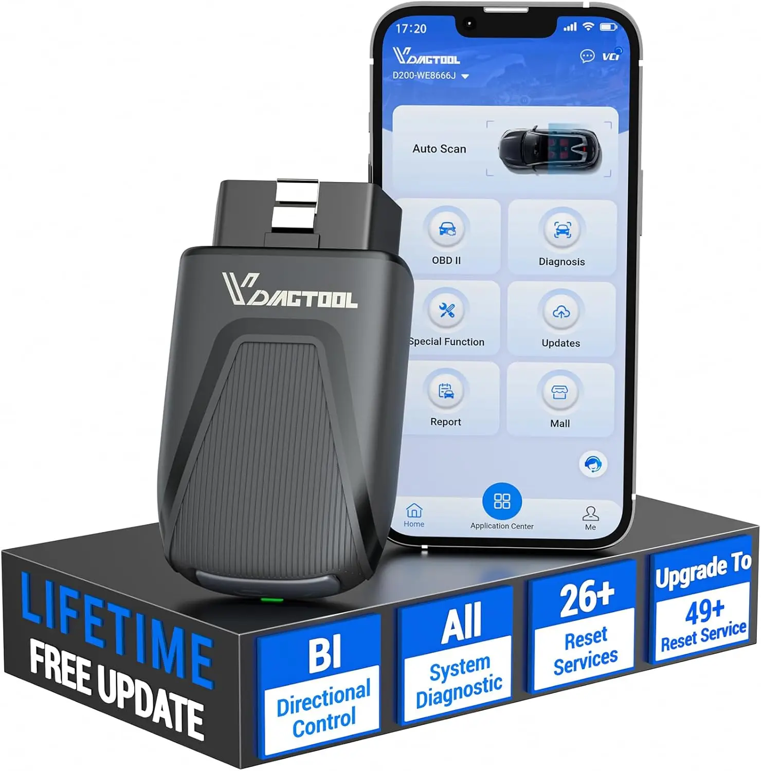 VDIAGTOOL D200 Bidirectional Wireless OBD2 Scanner - Automotive Scan Tool with J2534 & DoIP Protocols, Bluetooth 5.2, Lifetime Free Updates, Full System Diagnostics, 26 Resets, 8-in-1 Live Data, 23-Language Support, Ideal for Car Repair, Father's Day Gift