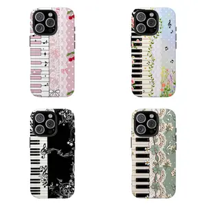 Vintage Piano Keys Phone Case Lace & Music Note Design Multicolor Protective Cover For iPhone 11 12 13 14 15 16 17 Pro Max For Samsung S26 S25 S24 S23 S22-Gift Ideas For Her/Him/Fans
