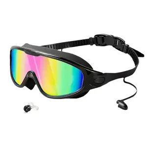 Swimming Goggles, Anti-UV Swimming Goggles with Ear Plugs, Swim Glasses for Men Women Youth, Water Sports Equipment, Swimming Accessories,Wide View Anti-Fog & UV, No Leaking Swim Glasses for Men, Women, Kids Swimming