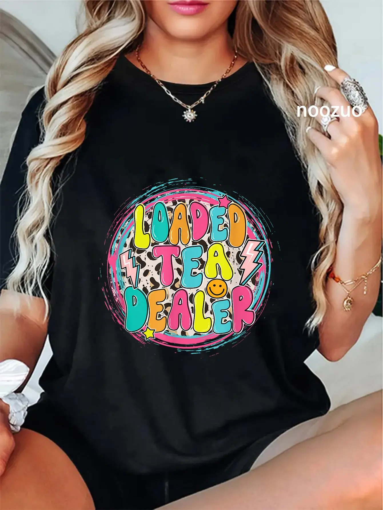 100% Cotton Loaded Tea Cute Colorful T-Shirt Casual Graphic Printed Tee