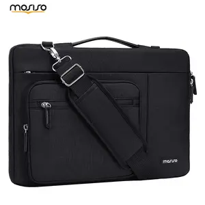 MOSISO 360 Protective Laptop Shoulder Bag 15-15.6 Inch, Water-Resistant Computer Briefcase with Side Opening Double Zipper, Front Horizontal & Rectangular Pockets, Slim Lightweight Messenger Case Compatible with MacBook,  HP, Lenovo, Business Work School