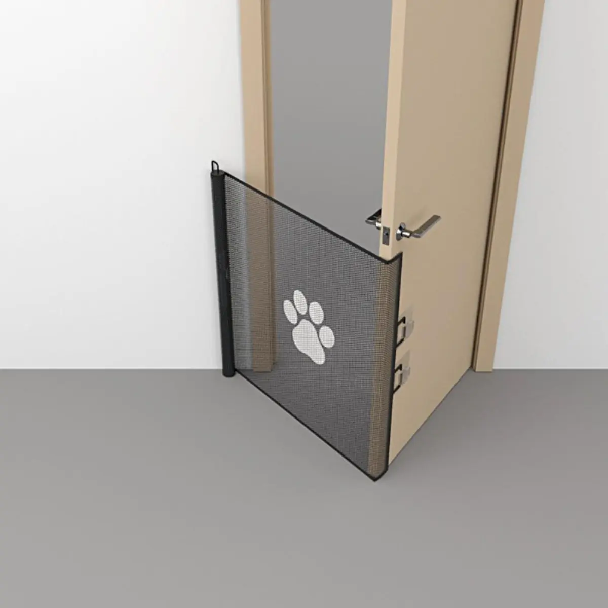 Indoor Outdoor Retractable Dog Gate Mesh Pet Fence for Stairs Hallways Kitchen Wide Adjustable Safety Barrier with Lock Easy Walk Through Design