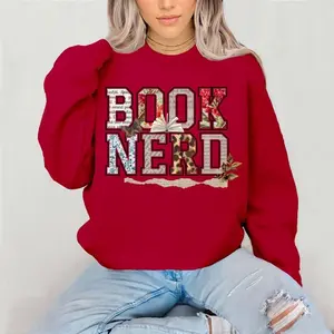 Book Nerd Crewneck Sweatshirt Gildan Everyday Style Super Soft Unisex Fit Streetwear Graphic Top warm Womenswear Casual Printed Long Sleeved mental Health ADHD