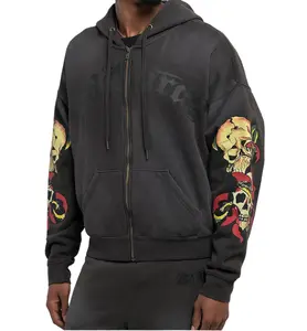 ED HARDY SKULLS BOXY ZIP MENS HOODIE