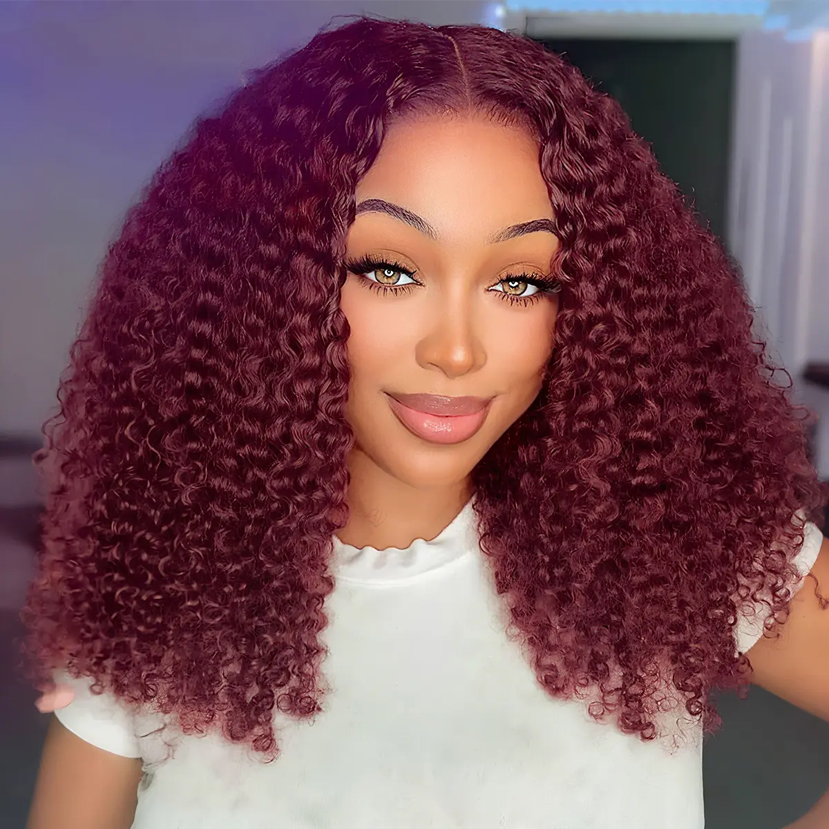 Curly Bob Wig Human Hair Wigs Highlight Ombre Lace Front  display picture 1