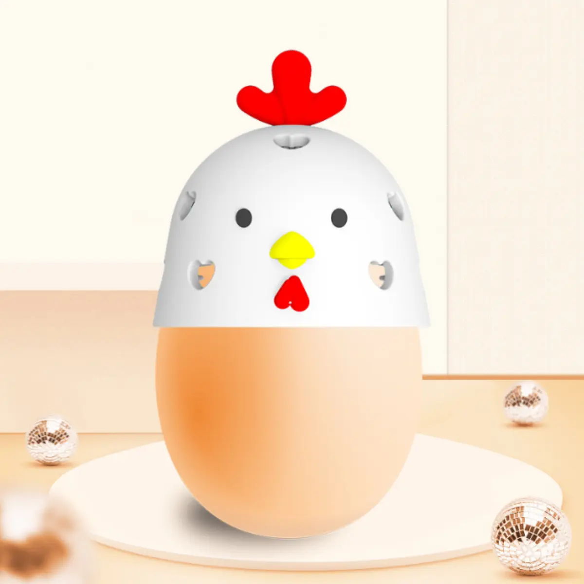 Food Grade Silicone Egg Washer Utensils - Cute Chicken Soft Bristles Washable Cleaning Brush for Kitchen Refrigerator Storage, Boiling Prep - Fun Gadget Gift for Mothers