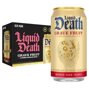 Liquid Death, Cherry Obituary, Cherry-Flavored Sparkling Water, 12-Pack (12oz Cans), Low Calorie & No Artificial Sweeteners