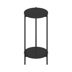 BESI Americano 2-Tier End Table - 4-Legged Metal-Finish Dual-Use Indoor Furniture with 2-Tier Storage, Open Shelf for Bedrooms, Small Spaces, 2-Tier End Tables, Dual-Use End Tables